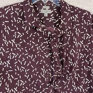 COS Polo Shirt Mens XL Brown White Polka Dot Sprinkles Slim Preppy Going Out